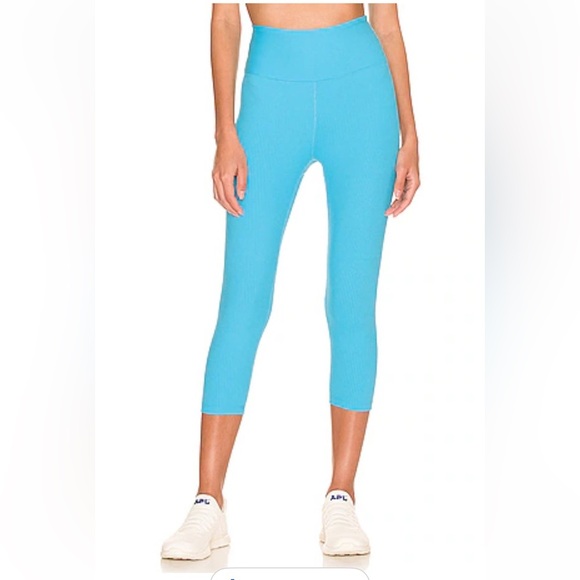 NWT YEAR OF OURS Ribbed Capri Pisces Blue Cropped high waisted Leggings - Picture 1 of 12